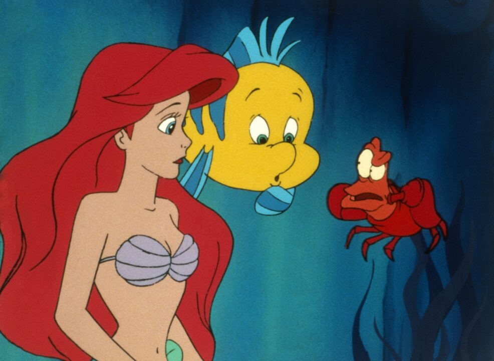 THE LITTLE MERMAID, from left: Ariel (voice: Jodi Benson), Flounder (voice: Jason Marin), Sebastian (voice: Samuel E. Wright), 1989.