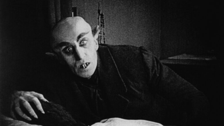 Max Schreck as vampire Count Orlok in the classic 1922 silent horror movie Nosferatu