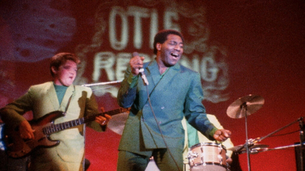 MONTEREY POP, Otis Redding (center), with Booker T. and the MG's and the Mar-Keys, 1968.