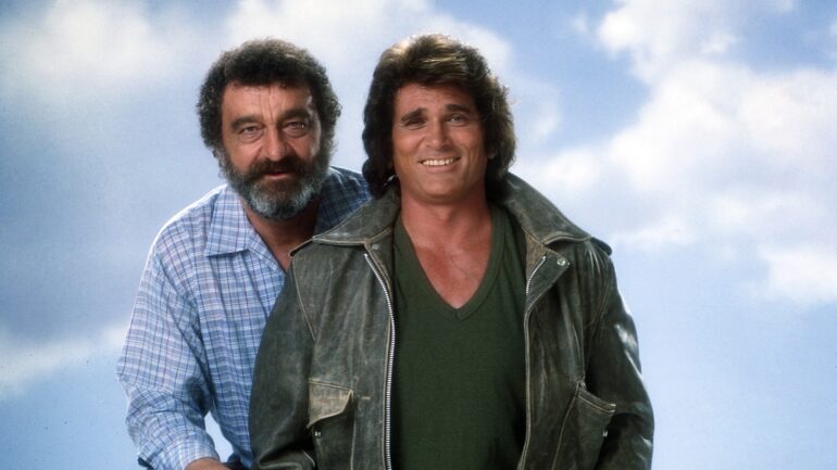 HIGHWAY TO HEAVEN, from left: Victor French, Michael Landon, 1984-1989. ph: Mario Casilli / TV Guide /© NBC /courtesy Everett Collection