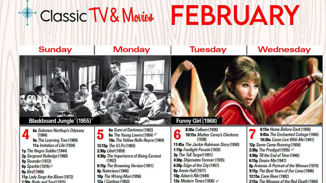 Free! Printable Turner Classic Movies February 2024 Schedule 31 Days