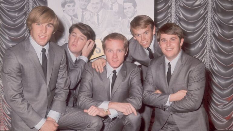 American pop group The Beach Boys on November 2, 1964 in London England. From left to right, Carl Wilson (1946 - 1998), Brian Wilson, Mike Love, Al Jardine and Dennis Wilson (1944 - 1983)