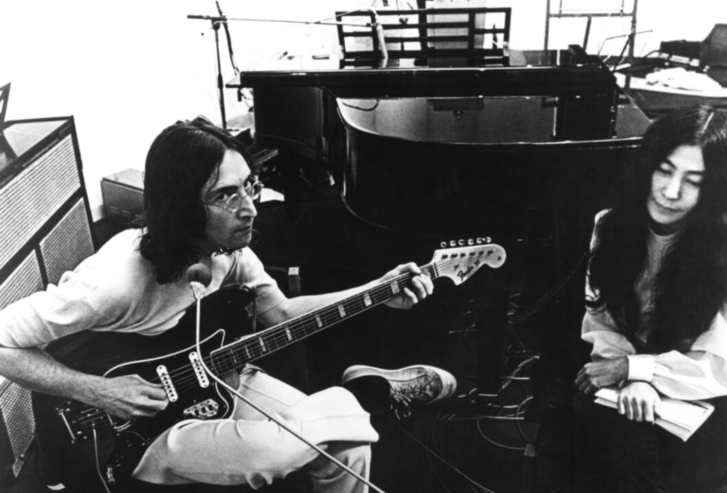 LET IT BE, John Lennon, Yoko Ono, 1970, rehearsing in the studio