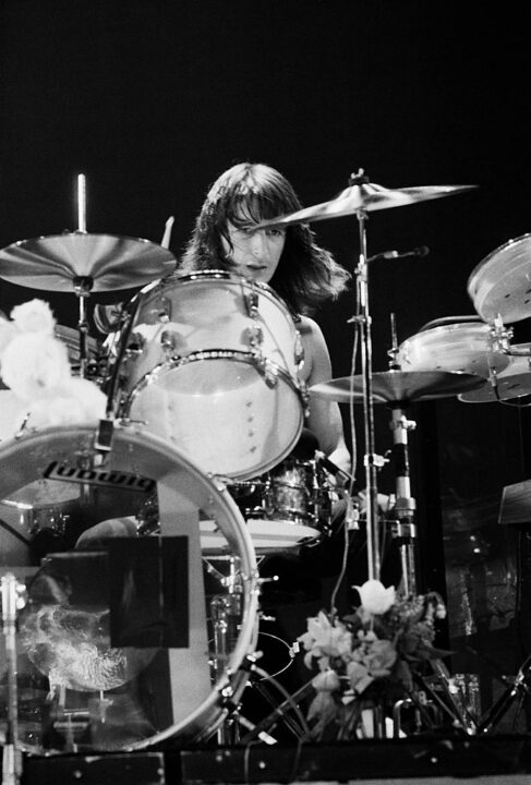 Drummer John Barbata performing with American rock group Jefferson Starship, New York, USA, September 1978