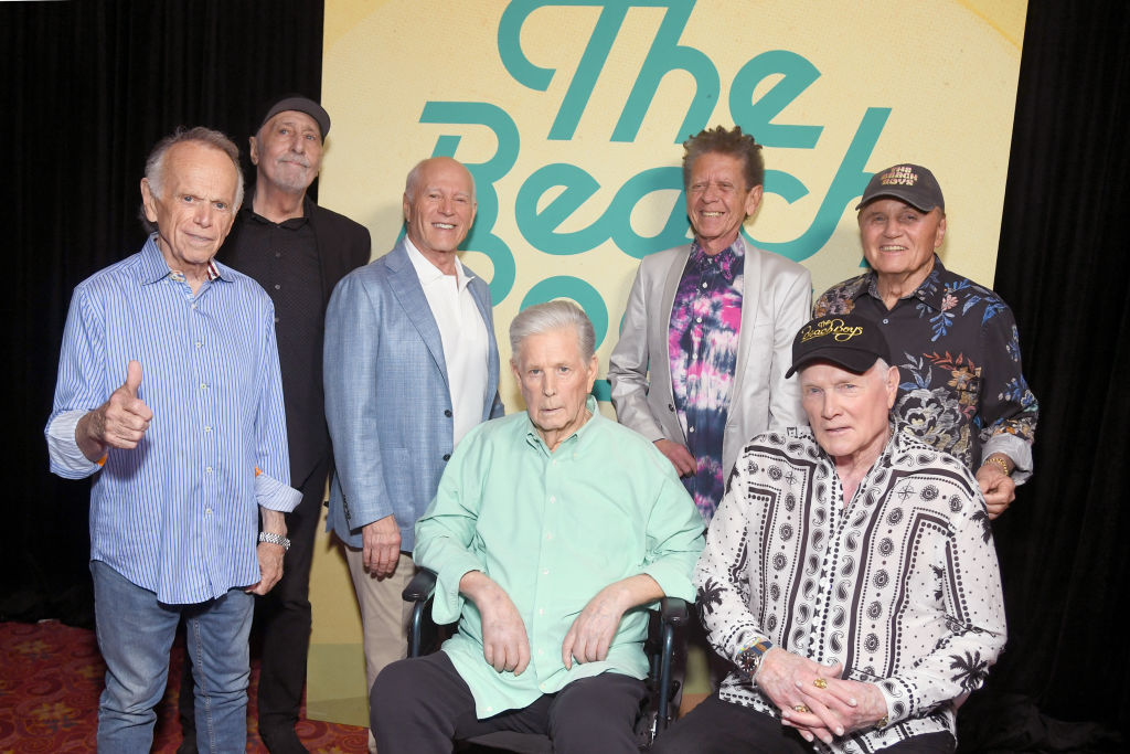 Al Jardine, David Marks, Frank Marshall, Brian Wilson, Blondie Chaplin, Mike Love and Bruce Johnston attend the world premiere of Disney+ documentary "The Beach Boys" at the TLC Chinese Theatre in Hollywood, California on May 21, 2024