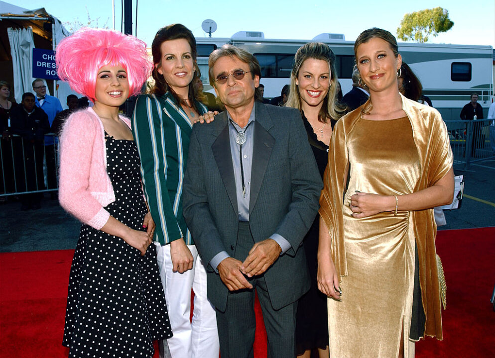 Davy Jones of The Monkees (C) poses with his daughters Anabel (L), Talia and Sarah Jones and friend Renee Favor (R) at the TV Land Awards 2003 at the Hollywood Palladium on March 2, 2003 in Hollywood, California. Talia is wearing the jacket Jones wore as a special guest on "The Brady Bunch."