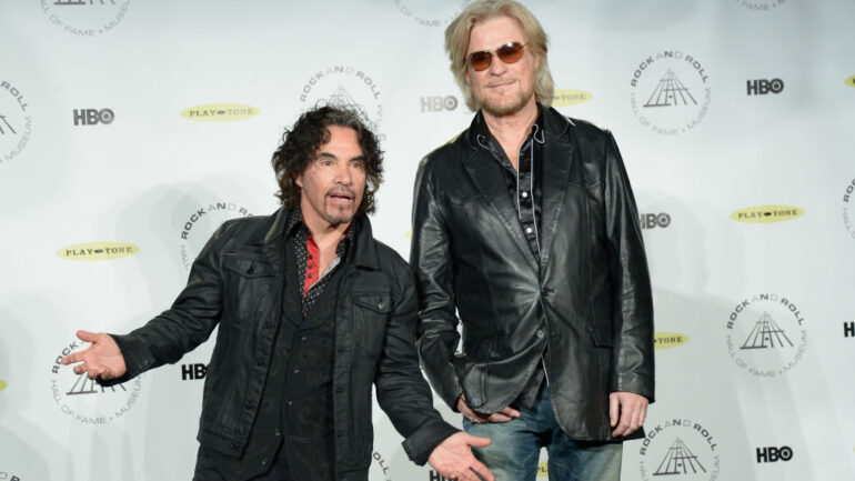 Inductees John Oates (L) and Daryl Hall of Hall and Oates attend the 29th Annual Rock And Roll Hall Of Fame Induction Ceremony at Barclays Center of Brooklyn on April 10, 2014 in New York City