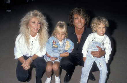 MALIBU,CA - JULY 29: Actor Michael Landon, wife Cindy Landon, daughter Jennifer Landon and son Sean Landon attend the Third Annual Moonlight Roundup Extravaganza to Benefit Free Arts for Abused Children on July 29, 1989 at the Calamigos Ranch in Malibu, California.