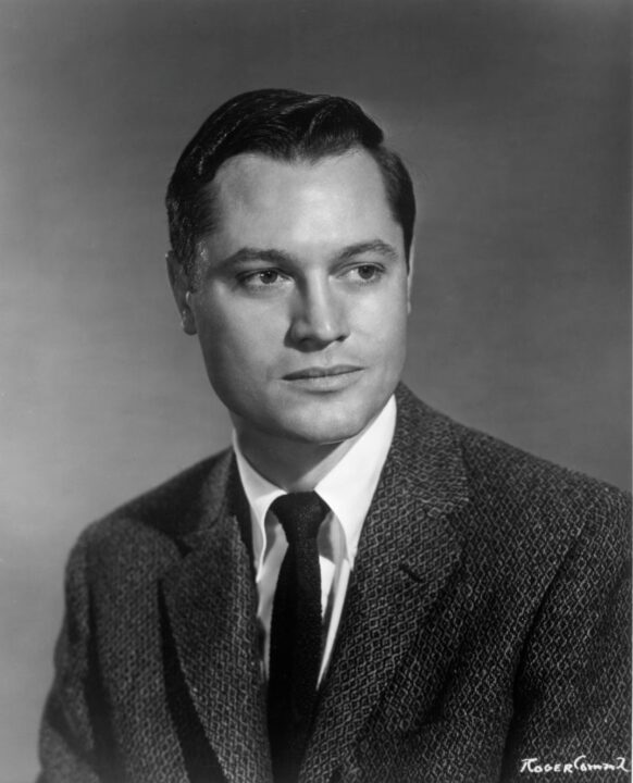 circa 1955: Studio headshot portrait of American film producer, writer and director Roger Corman, mogul of low-budget Hollywood films