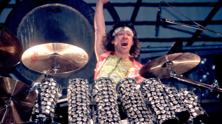 Alex Van Halen of Van Halen on 1/18/84 in Jacksonville, Il.