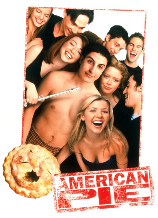 American Pie poster art, clockwise from top left: Mena Suvari, Chris Klein, Eddie Kaye Thomas, Seann William Scott, Thomas Ian Nicholas, Tara Reid, Alyson Hannigan, Jason Biggs, Natasha Lyonne, 1999