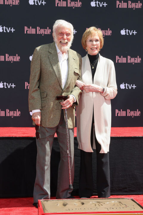 Dick Van Dyke and Carol Burnett attend Carol Burnett's Hand and Footprint in the Cement Ceremony at TCL Chinese Theatre on June 20, 2024 in Hollywood, California