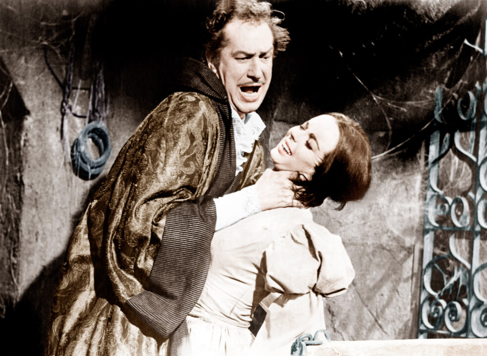 The Pit and the Pendulum from left: Vincent Price, Barbara Steele, 1961