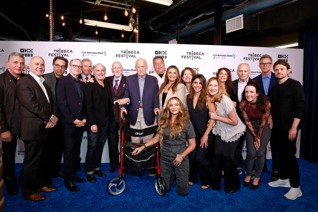 Terrence Winter, Steve Buscemi, Al Sapienza, Matthew Weiner, Dominic Chianese, Jerry Adler, Steve Schirripa, Kathrine Narducci, Drea de Matteo, Aida Turturro, Jamie Lynn Sigler, Edie Falco, Annabella Sciorra, David Chase, Michele DeCesare, Tim Daly, and Robert Iler attend the The Sopranos 25th Anniversary Reunion: WISE GUY David Chase and The Sopranos during the 2024 Tribeca Festival at Beacon Theatre on June 13, 2024 in New York City