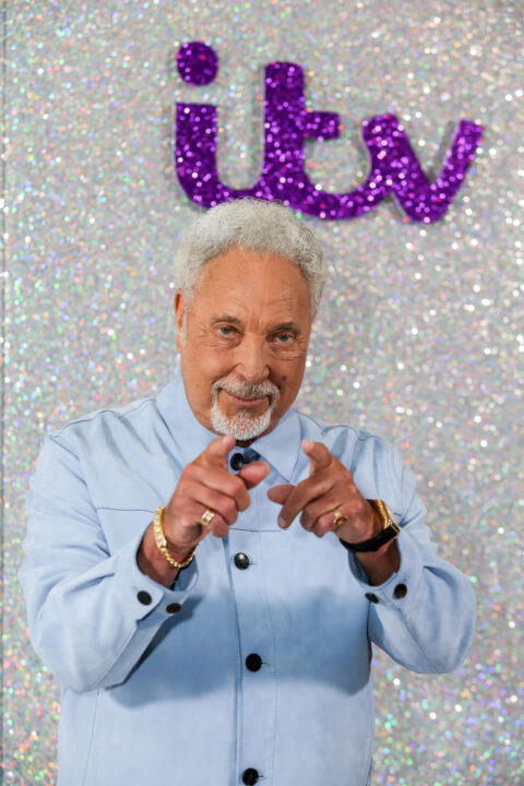 Sir Tom Jones poses as he attends the ITV Autumn Entertainment Launch at White City House on August 30, 2022 in London, England