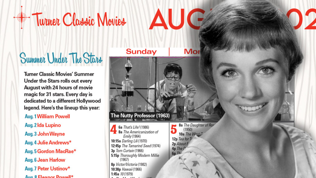 TCM Calendar with Julie Andrews collage