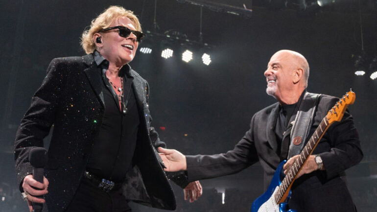 Axl Rose and Billy Joel perform at his 150th Madison Square Garden show on July 25, 2024 in New York City