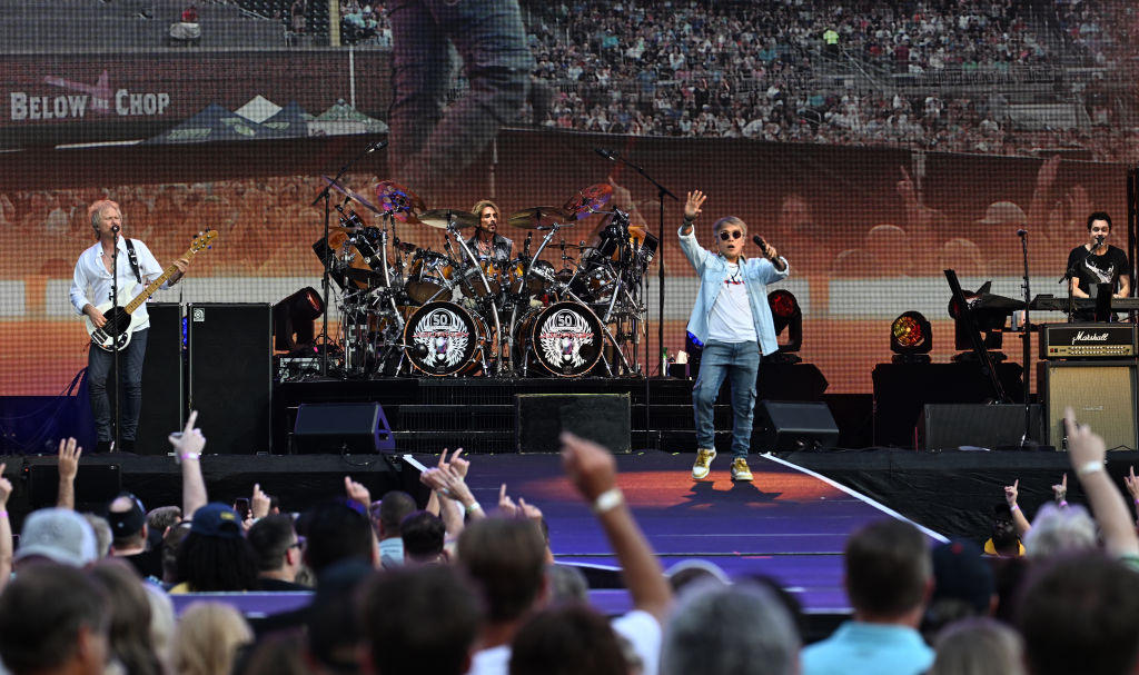 Arnel Pineda of Journey performs onstage during the "Summer Stadium" tour at Truist Park on July 13, 2024 in Atlanta, Georgia