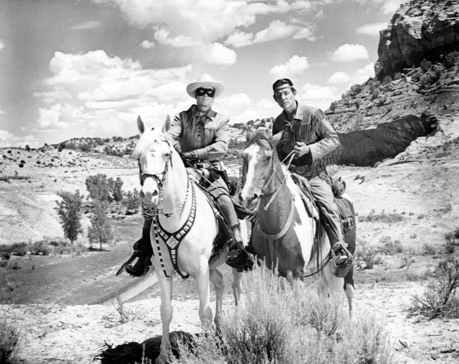 The Lone Ranger from left: Clayton Moore, Jay Silverheels, 1956