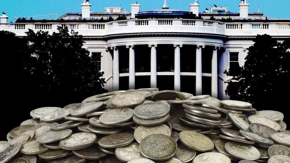 Dimes in front of the White House collage