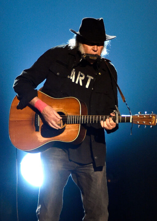 Singer Neil Young performs onstage at the 25th anniversary MusiCares 2015 Person Of The Year Gala honoring Bob Dylan at the Los Angeles Convention Center on February 6, 2015 in Los Angeles, California. The annual benefit raises critical funds for MusiCares' Emergency Financial Assistance and Addiction Recovery programs