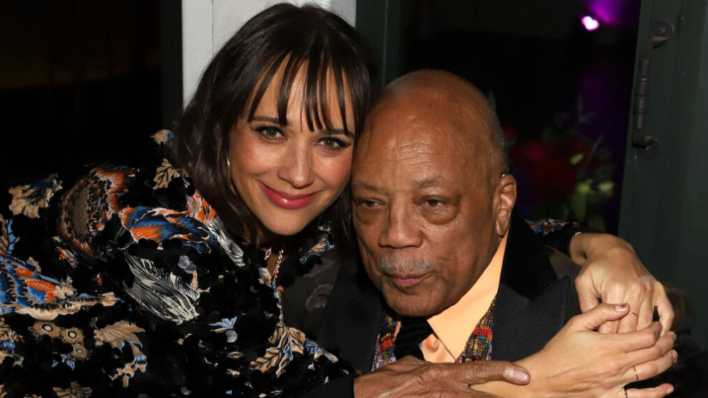 Rashida Jones and Quincy Jones attend Common's 5th Annual Toast to the Arts at Ysabel on February 22, 2019 in West Hollywood, California