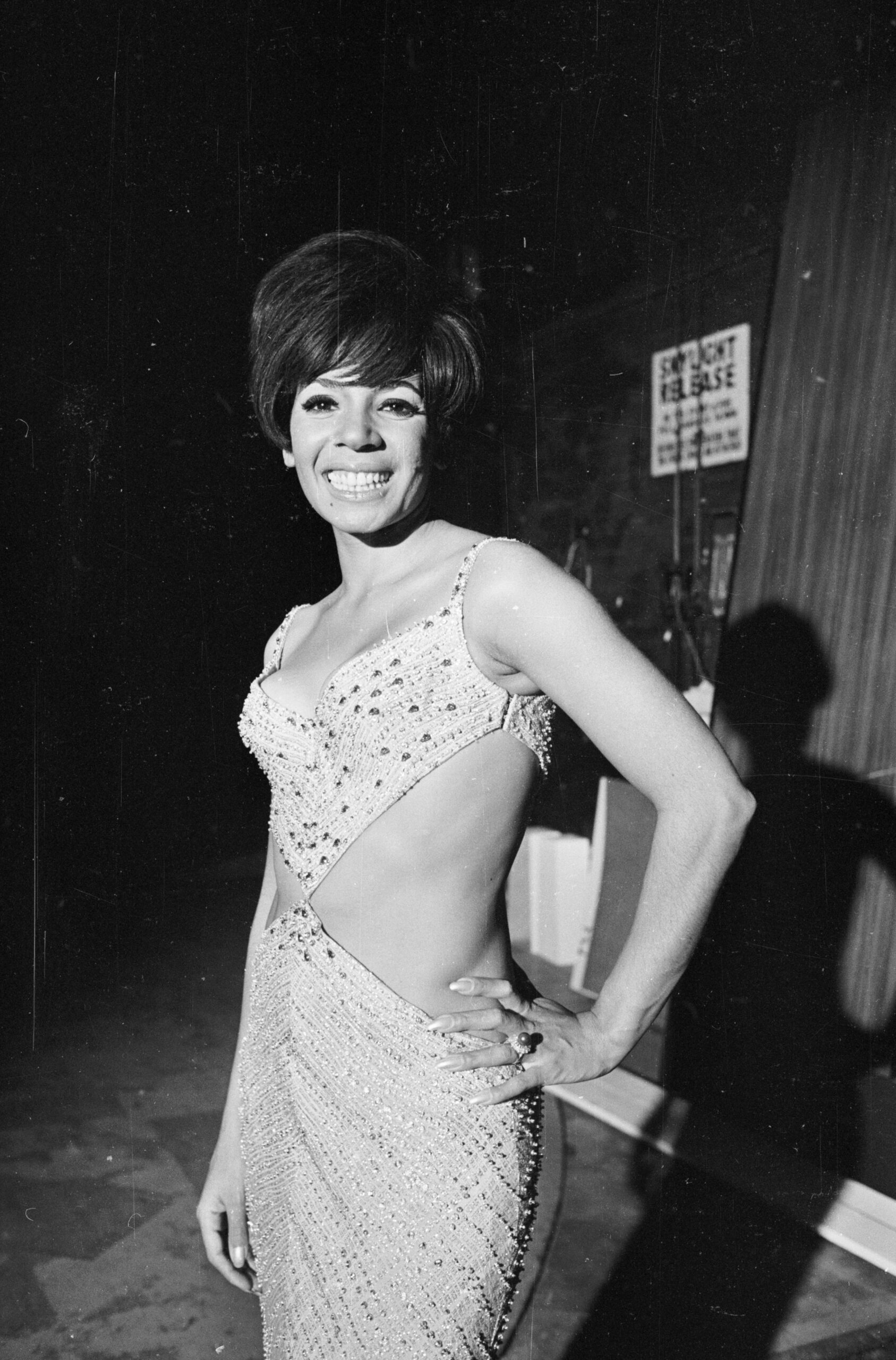 19th March 1967: Welsh singer Shirley Bassey wearing the daring cutaway dress that was banned on American television.