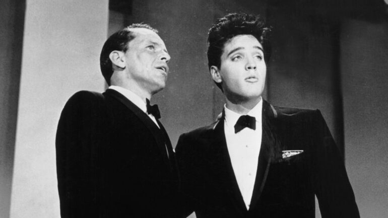 FRANK SINATRA'S WELCOME HOME PARTY FOR ELVIS PRESLEY, from left, Frank Sinatra, Elvis Presley, aired May 12, 1960