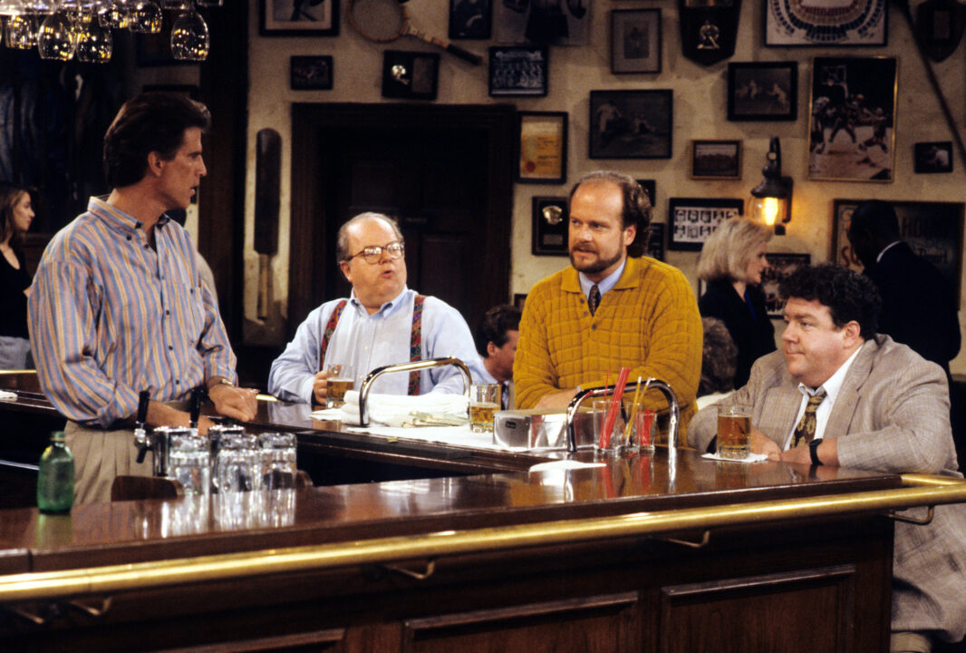 CHEERS, Ted Danson, Paul Wilson, Kelsey Grammer, George Wendt, (1983-1987), 1982-1993.