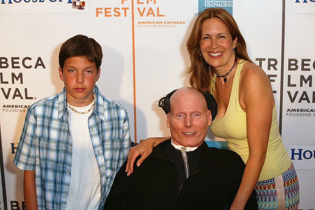 Actor Christopher Reeve, his wife Dana and son Will arrives at the screening of "House Of D" during the 2004 Tribeca Film Festival May 7, 2004 in New York City