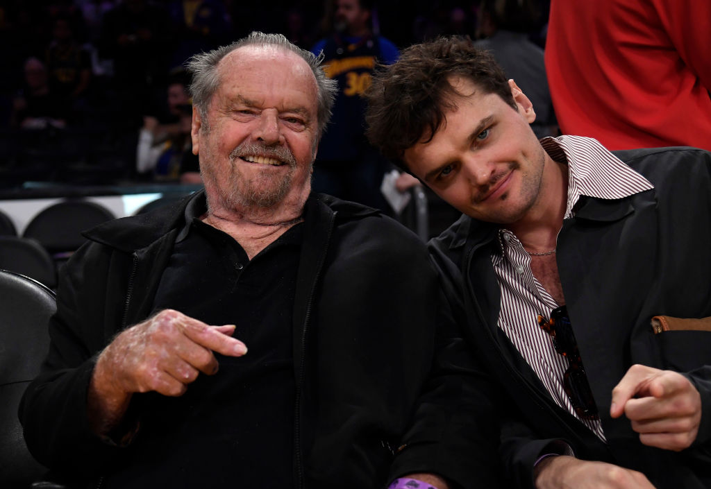 Jack Nicholson his son and Ray Nicholson attend the the Western Conference Semifinal Playoff game between the Los Angeles Lakers and Golden State Warriors at Crypto.com Arena on May 12, 2023 in Los Angeles, California