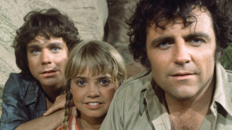 LAND OF THE LOST, (from left): Wesley Eure, Kathy Coleman, Spencer Milligan, 1974-77.