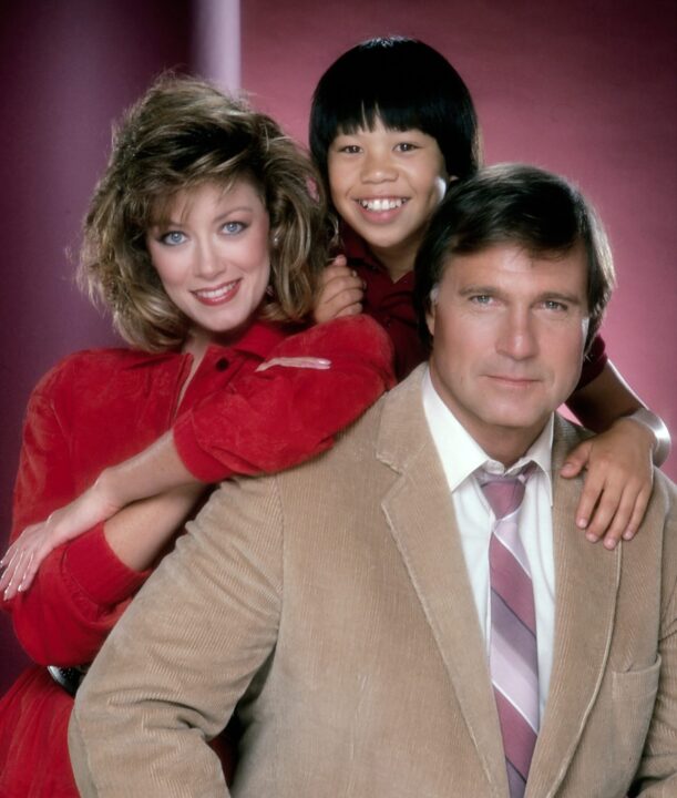 SIDEKICKS, from left: Nancy Stafford, Ernie Reyes Jr., Gil Gerard, 1986-1987. 