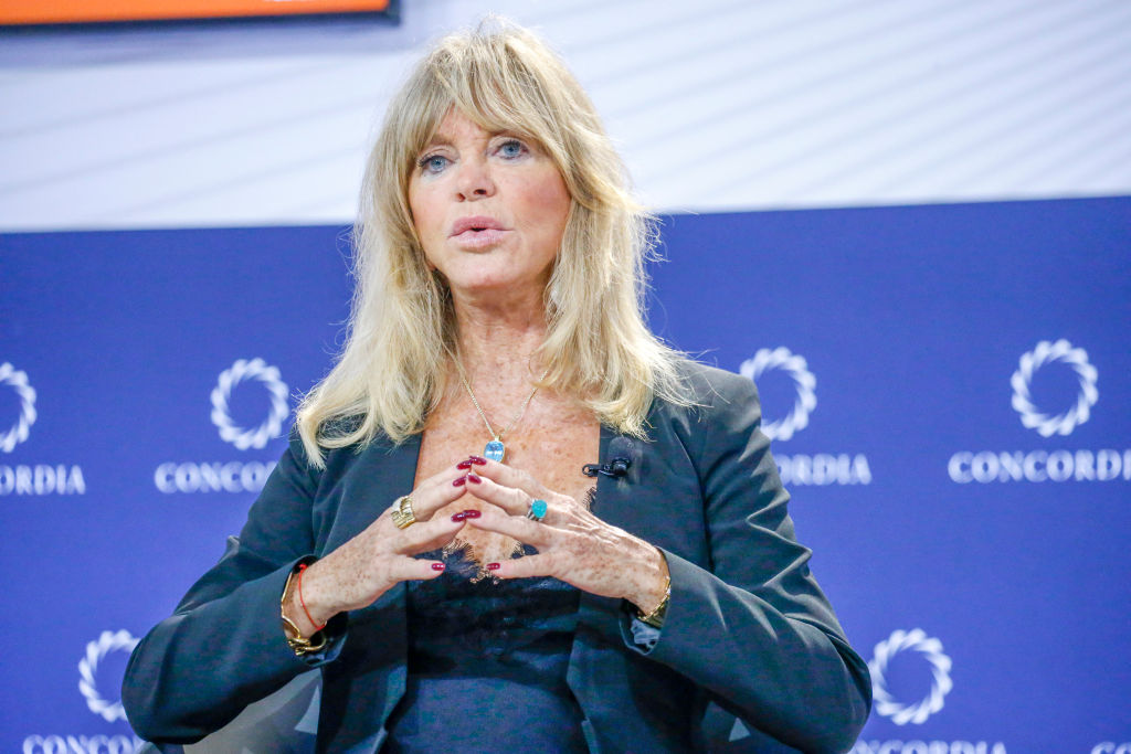 Goldie Hawn, actress and founder of MindUP and the Goldie Hawn Foundation, speaks onstage during the Concordia Annual Summit 2022 - Day 2 at Sheraton New York on September 20, 2022 in New York City