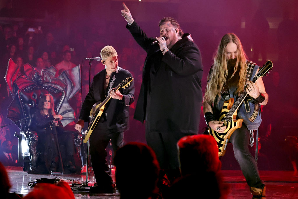 Inductee, Ozzy Osbourne watches Andrew Watt, Jelly Roll and Zakk Wylde perform onstage during the 2024 Rock & Roll Hall Of Fame Induction Ceremony streaming on Disney+ at Rocket Mortgage Fieldhouse on October 19, 2024 in Cleveland, Ohio