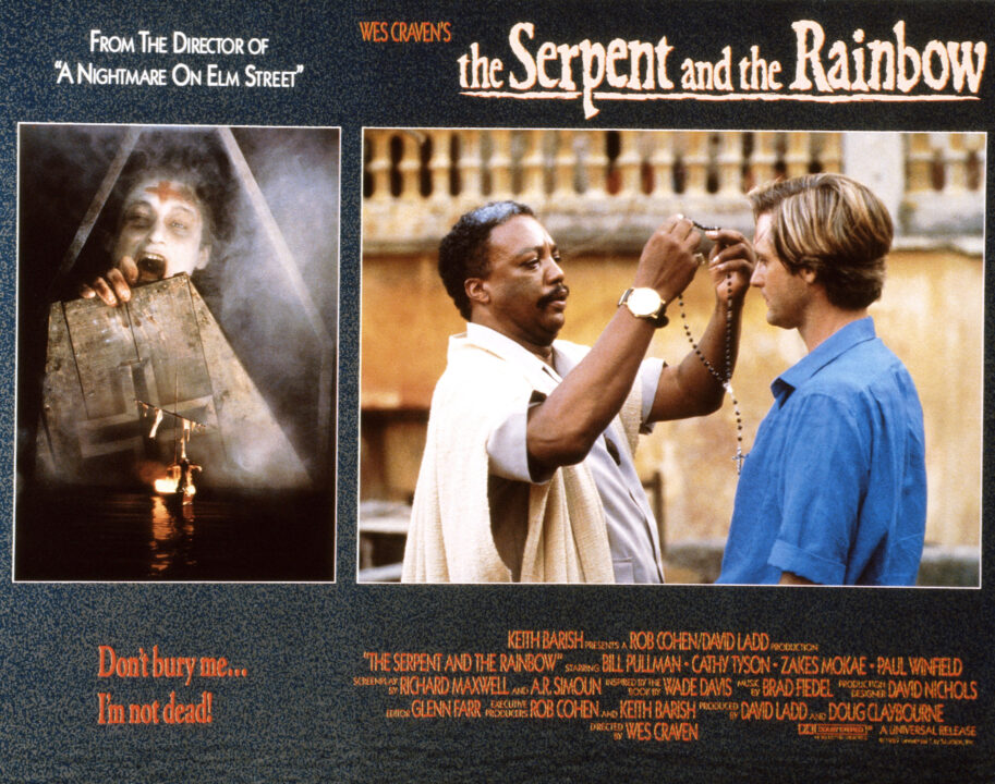 THE SERPENT AND THE RAINBOW, US lobbycard, center from left: Paul Winfield, Bill Pullman, 1988,