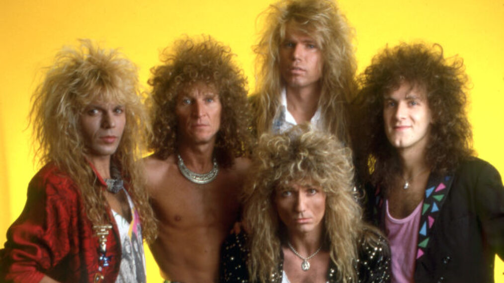 Whitesnake, the hard rock band formed in England in 1978, poses for a portrait backstage at the Joe Louis Arena while they were the opening act for Motley Crue's 