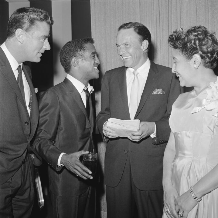 (Original Caption) Sammy Davis, Jr., and Frank Sinatra at the May Britt-Davis wedding.