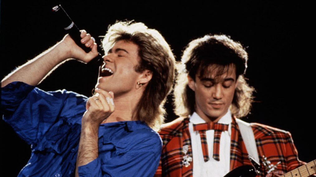 George Michael and Andrew Ridgeley of WHAM! performing in Japan, January 1985.