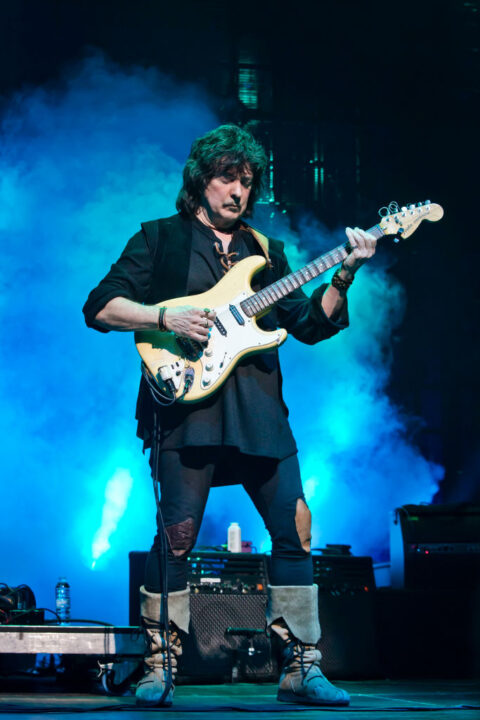 Ritchie Blackmore of the British band Ritchie Blackmore's Rainbow performs live on stage during a concert at the Velodrom on April 18, 2018 in Berlin, Germany