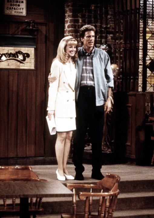 CHEERS, from left, Shelley Long, Ted Danson, 'One for the Road,' series finale, aired May 20, 1993. 