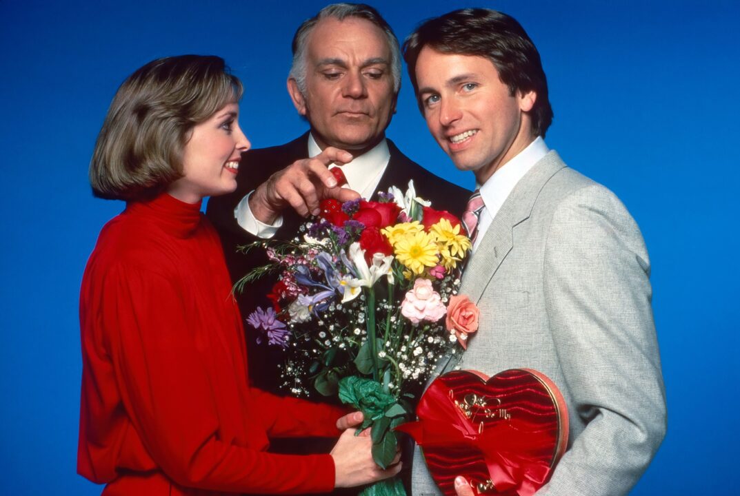 THREE'S A CROWD, from left: Mary Cadorette, Robert Mandan, John Ritter, 1984-1985, 