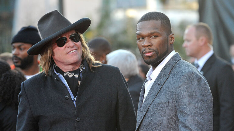 (L-R) Actor Val Kilmer and Rapper 50 Cent arrive at Nokia Theatre L.A. Live on November 22, 2009 in Los Angeles, California