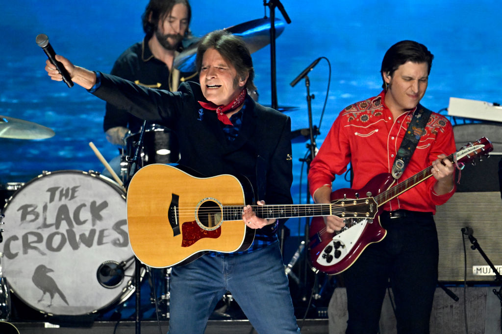 John Fogerty and Shane Fogerty performed with Black Crowes on stage during the concert of Fireid benefits for California Fire Relief at the Kia Forum on 30 January 2025 in Inglewood, California