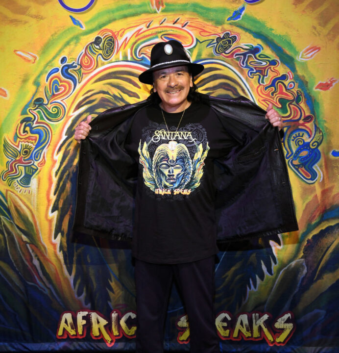 Recording artist Carlos Santana poses during a listening event for his upcoming album "Africa Speaks" featuring singer Buika at the House of Blues Las Vegas inside Mandalay Bay Resort and Casino on May 14, 2019 in Las Vegas, Nevada