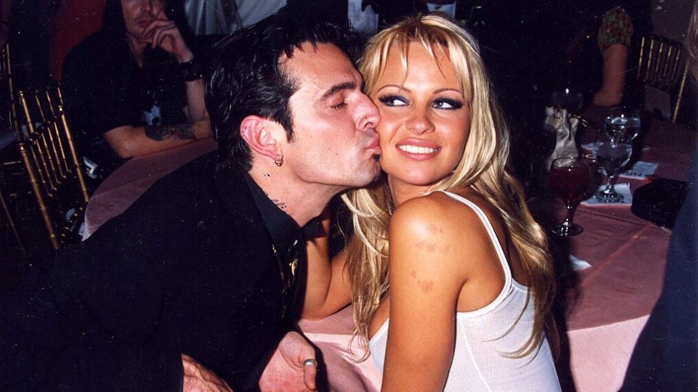 Tommy Lee and Pamela Anderson during 1995 GRAMMY Awards - A&M Party in Los Angeles, California, United States