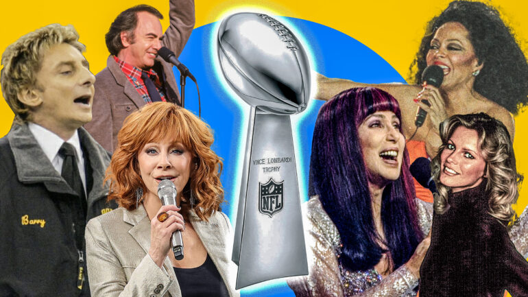 Barry Manilow, Reba, Cher, Diana Ross, Cheryl Ladd, Super Bowl National Anthem singers