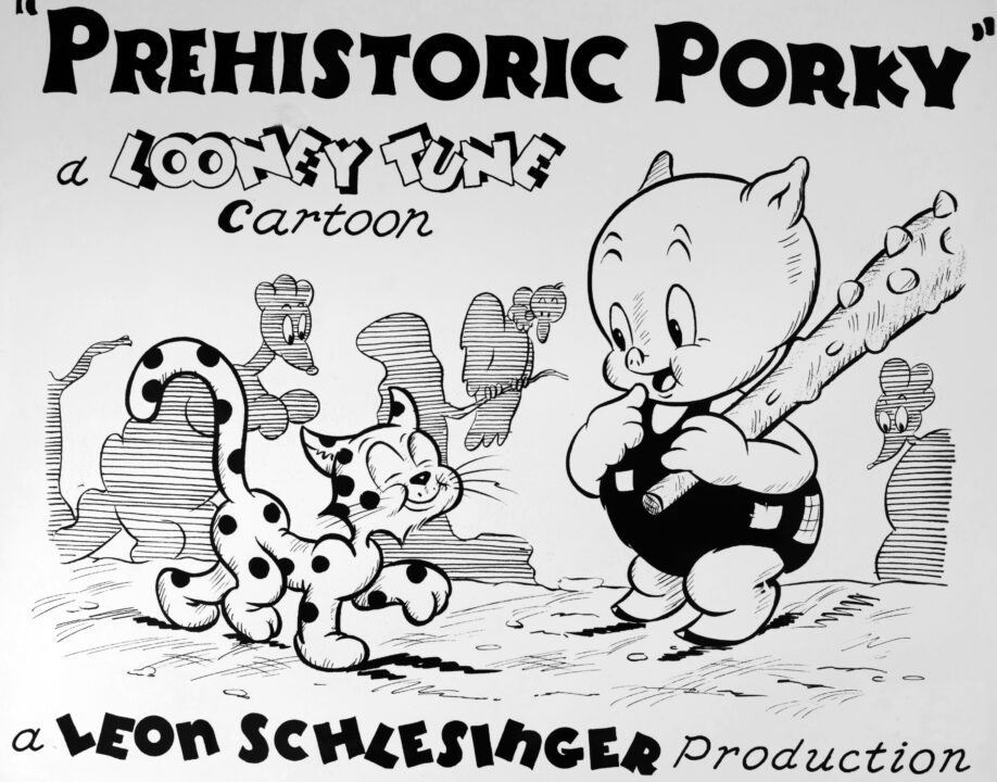 PREHISTORIC PORKY, US lobbycard, Porky Pig, 1940